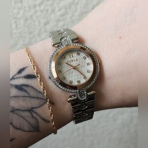 Furla Rose Gold & Silver Rhinestone Watch⌚